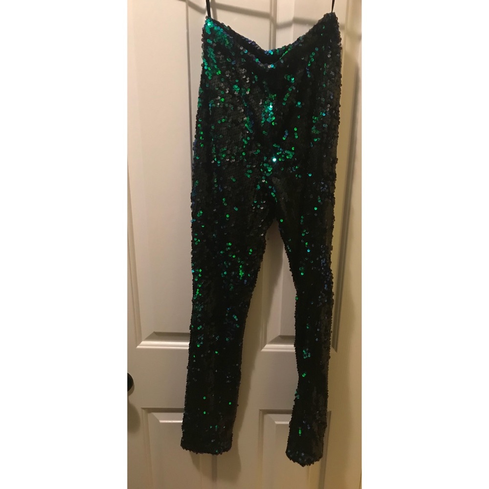 Sequined Green/Purple/Black Pants! So comfy!